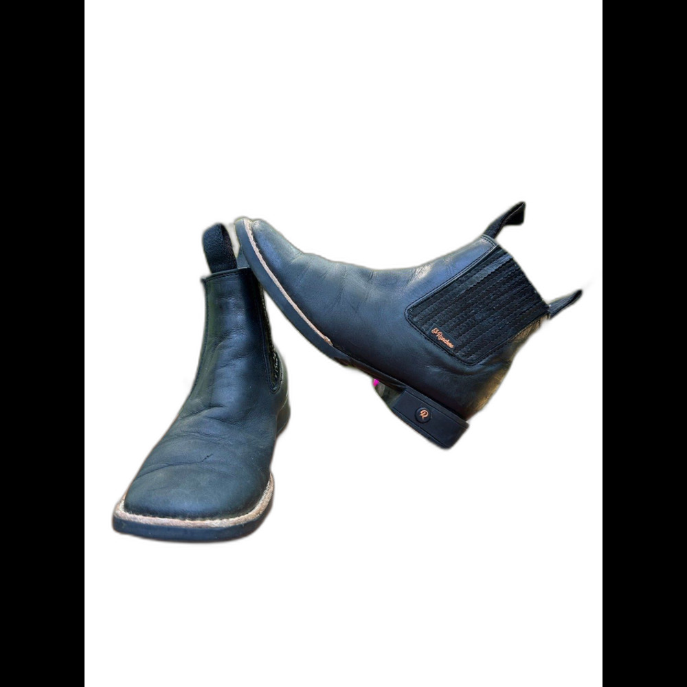 El Ranchero Black Leather Boots Kids 13/20 Made in Mexico
